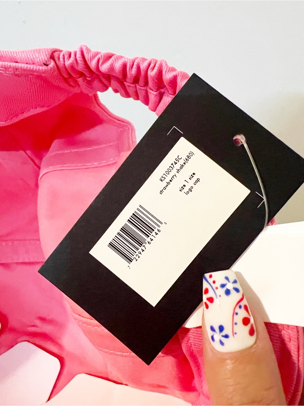 kate spade Strawberry Shake Pink Cotton Logo Baseball Cap - Picture 9 of 9